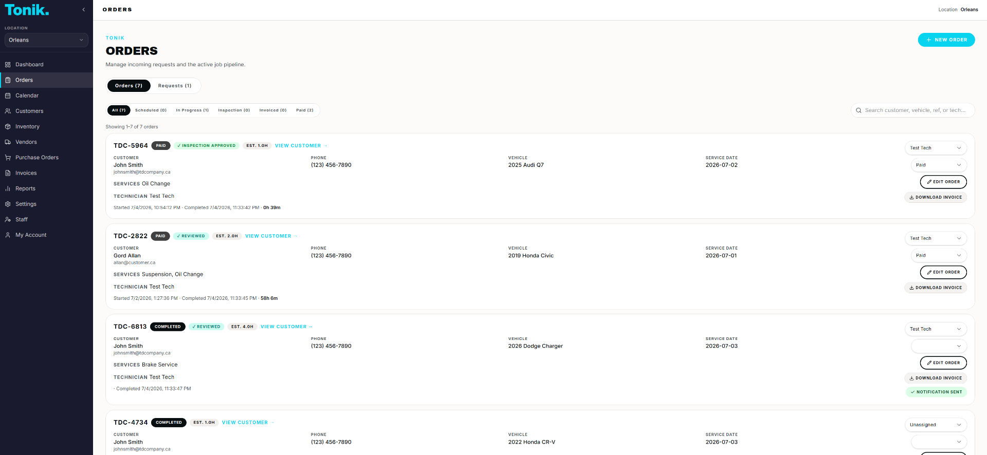Orders pipeline screenshot
